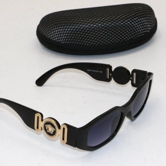 Versace Black Oval Sunglasses 9904 54-20-138 - Black/Gold - Picture 1 of 9